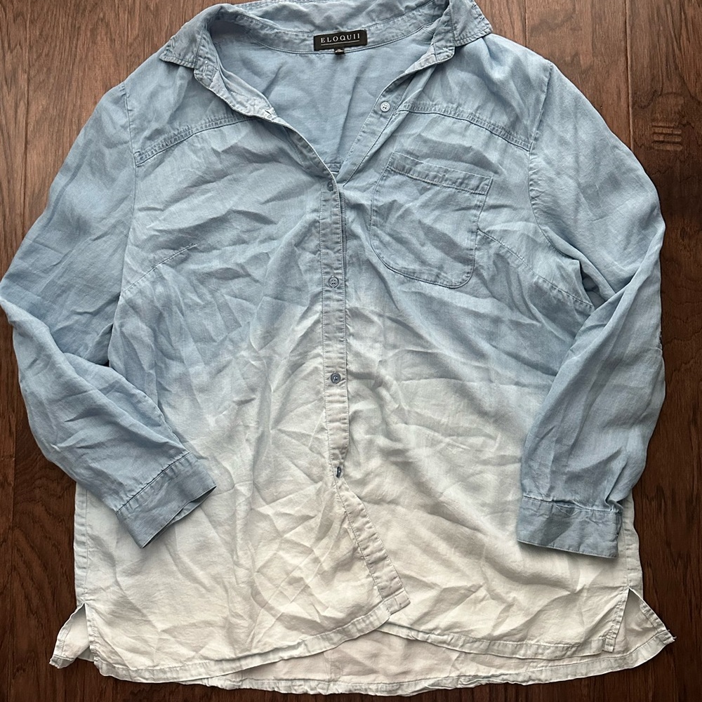 Eloquii Light Blue Button-Up Shirt
